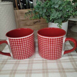 Tara Reed Designs Coffee Mug 20 oz Blue‎ Harbor Collection Red Houndstooth 2014